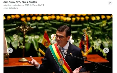 Prensa internacional destaca posesión de Rodrigo Paz como presidente de Bolivia