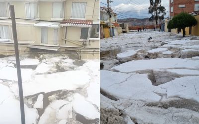 Precipitaciones y granizo provocan anegamientos en barrios de Irpavi y Achumani en La Paz