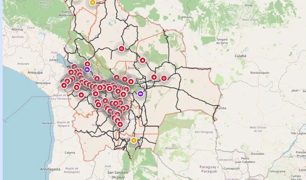 Mapa de transitabilidad: 84 puntos de bloqueo permanecen activos en seis departamentos